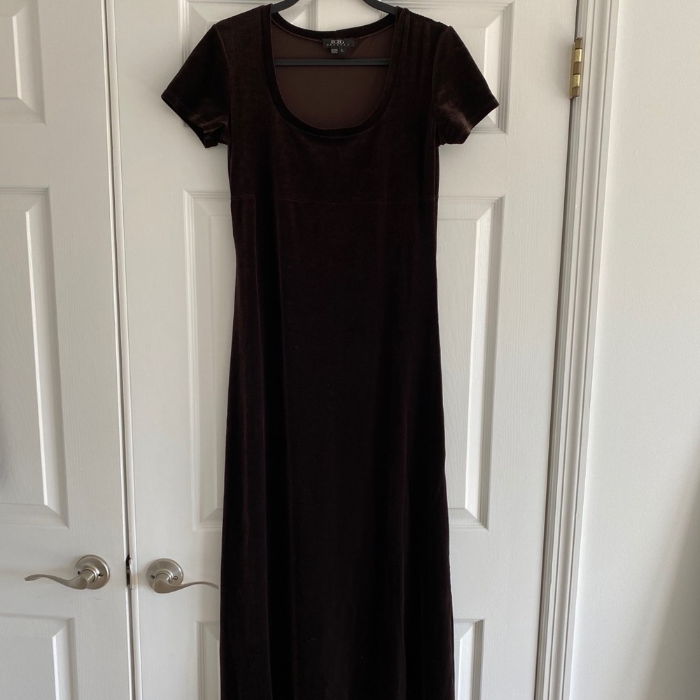 Maxi dress short sleeves chenille